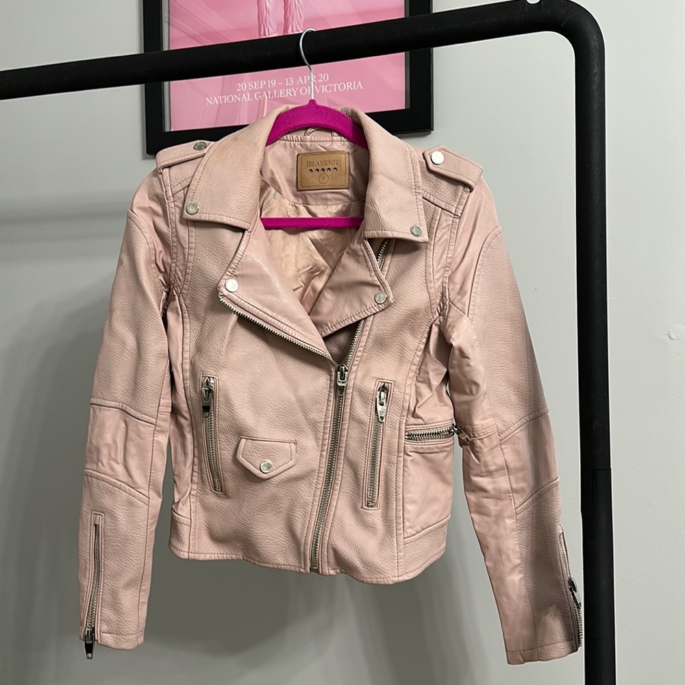 Blank NYC Easy Rider Blush Pink Motorcycle Faux Leather Jacket Small